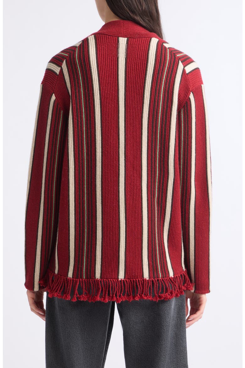 Handloom Striped Cashmere & Wool Cardigan, Alternate, color, CARMINE COMBO
