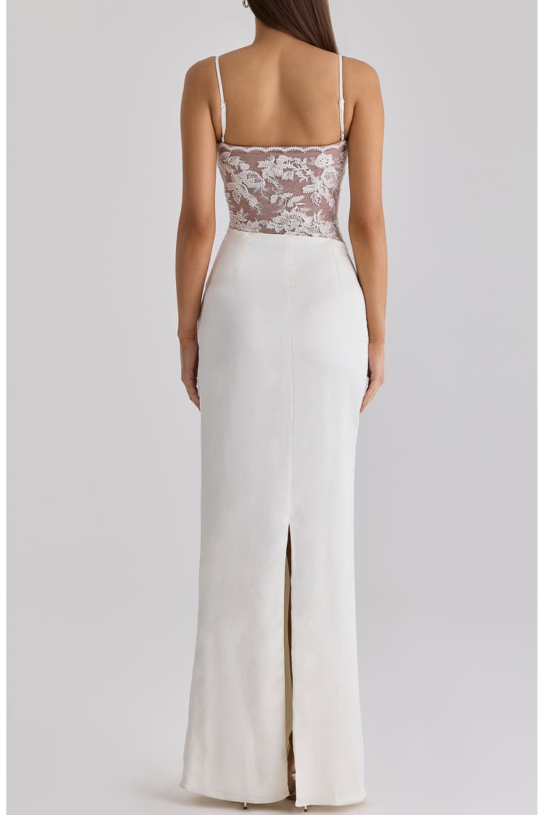 Eliette Lace & Satin Column Gown, Alternate, color, WHITE