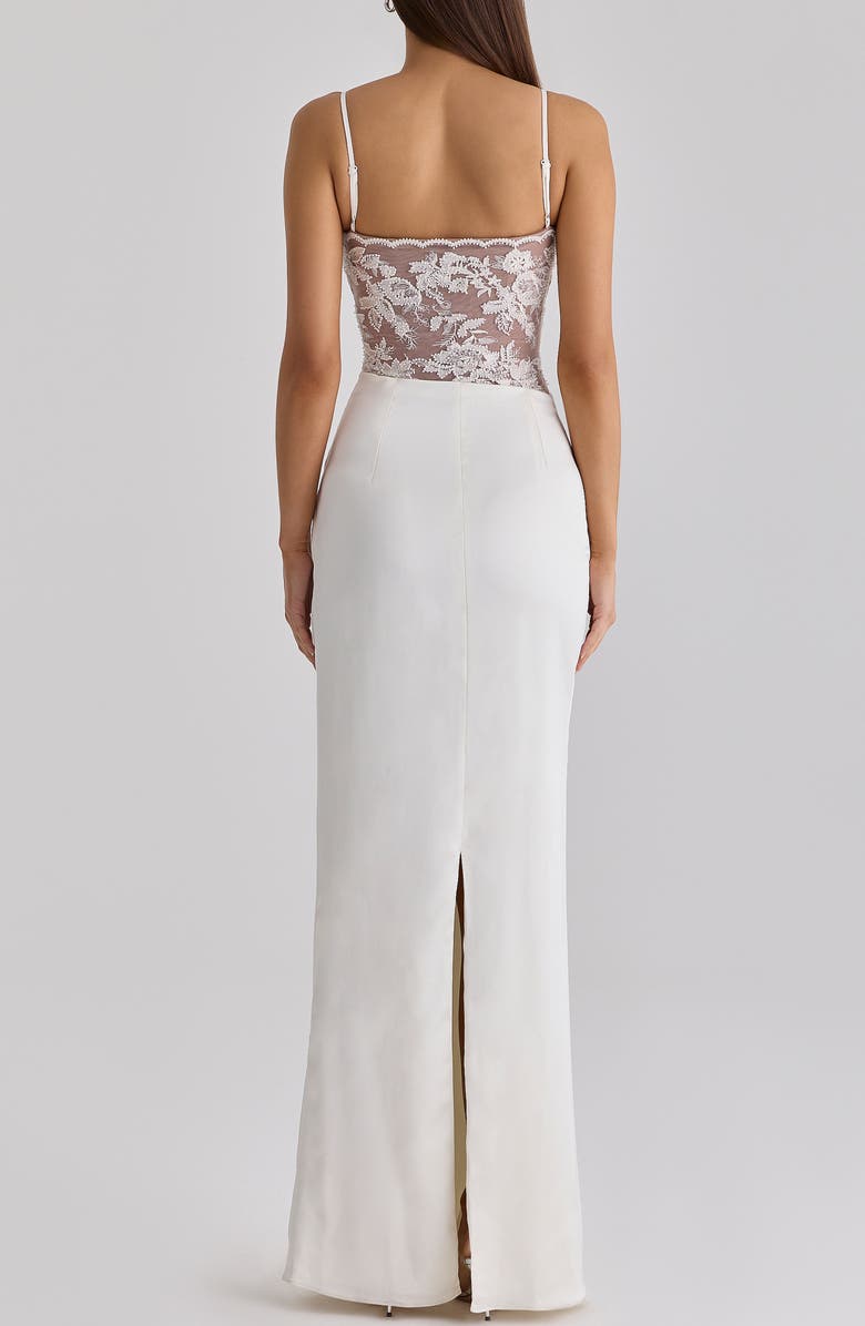HOUSE OF CB Eliette Lace & Satin Column Gown, Alternate, color, White