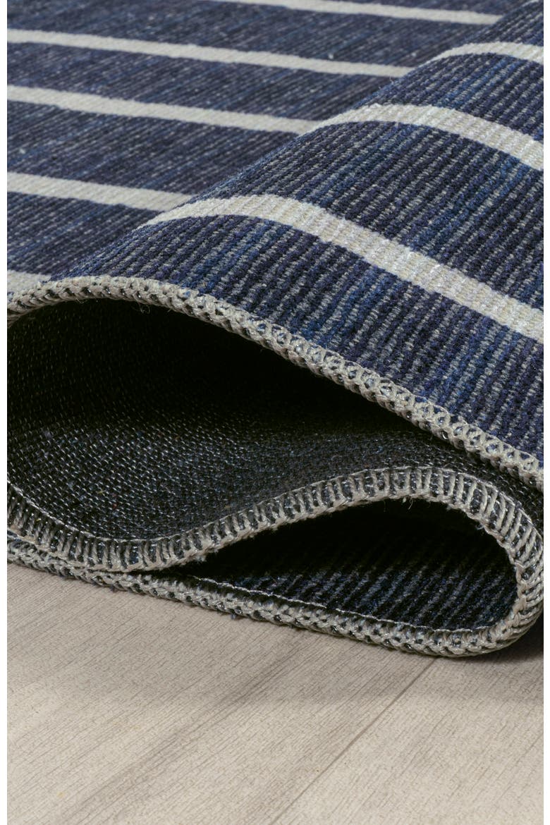 Rand Distressed Ticking Stripe Machine-Washable Area  Rug, Alternate, color, Navy/Gray