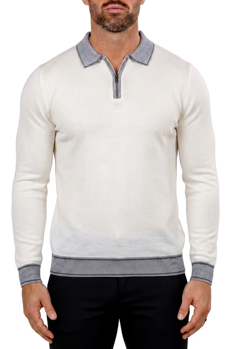 Quarter Zip Merino Wool Sweater, Main, color, WHITE