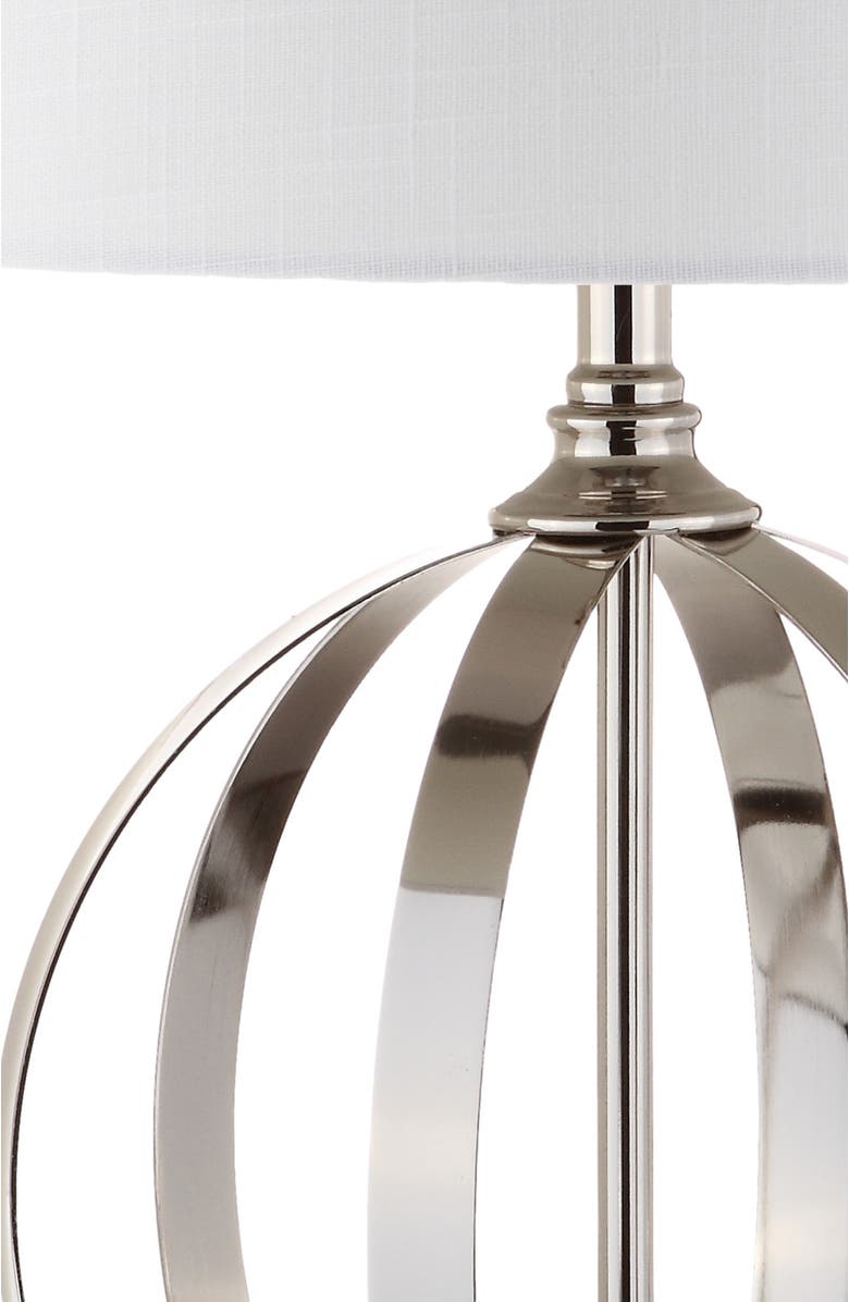 JONATHAN Y Logan 26" Metal Orb LED Table Lamp, Polished Nickel, Alternate, color, Polished Nickel/Clear