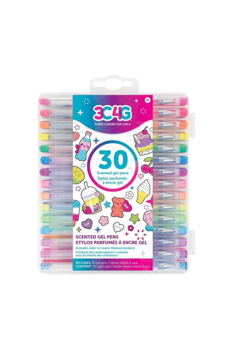 3C4G 30 Scented Gel Pens Set with 2 Color in Snack Themed Sticker Sheets, Ages 6+, Main, color, 
