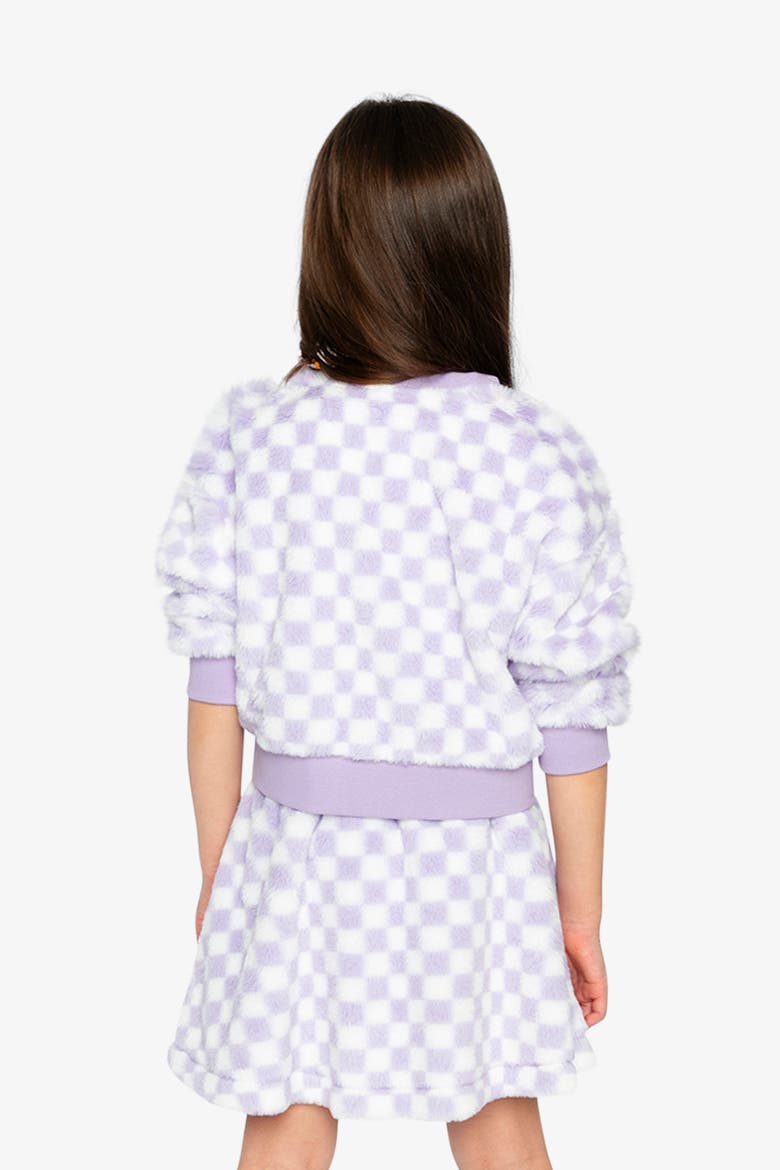 Checkered Embroidered Faux Fur Top, Alternate, color, Lilac and White Tiles