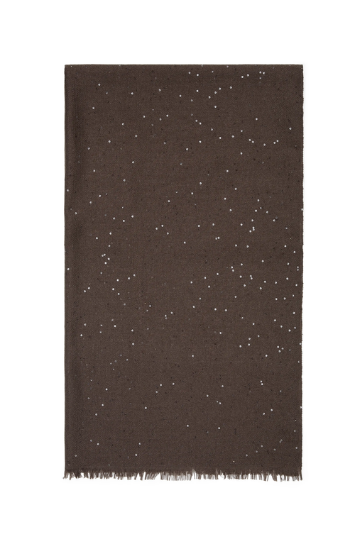 Brunello Cucinelli Cashmere And Silk Diamond Yarn Scarf In Chocolate