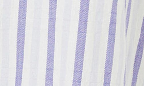Foxcroft Germaine Soft Stripe Cotton Blend Tunic Shirt In Blue Multi