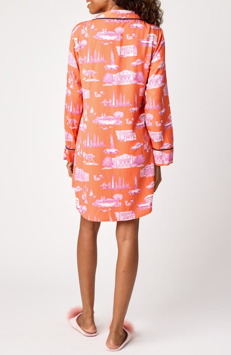 Katie Kime New York Toile Cotton Blend Sleep Shirt, Alternate, color, Orange