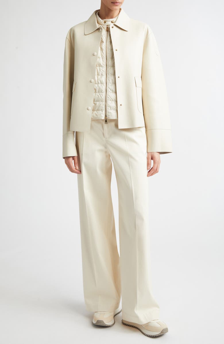 Moncler Haricot 3-in-1 Down Vest & Leather Jacket, Alternate, color, Neutral