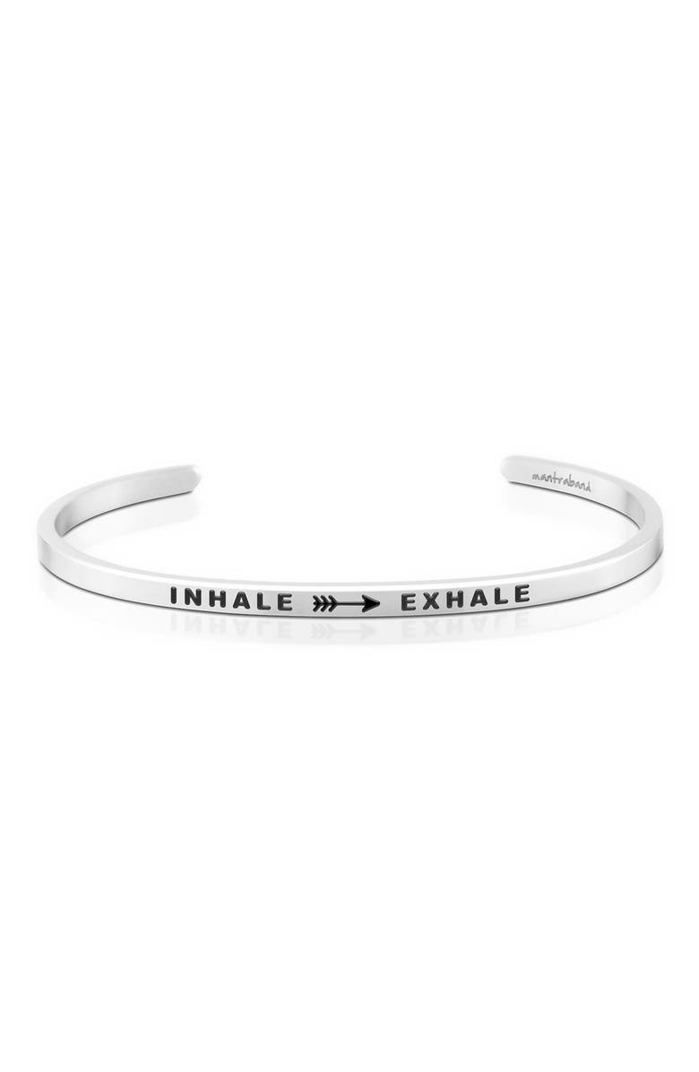 Mantra Inhale Exhale bracelet, Main, color, Silver