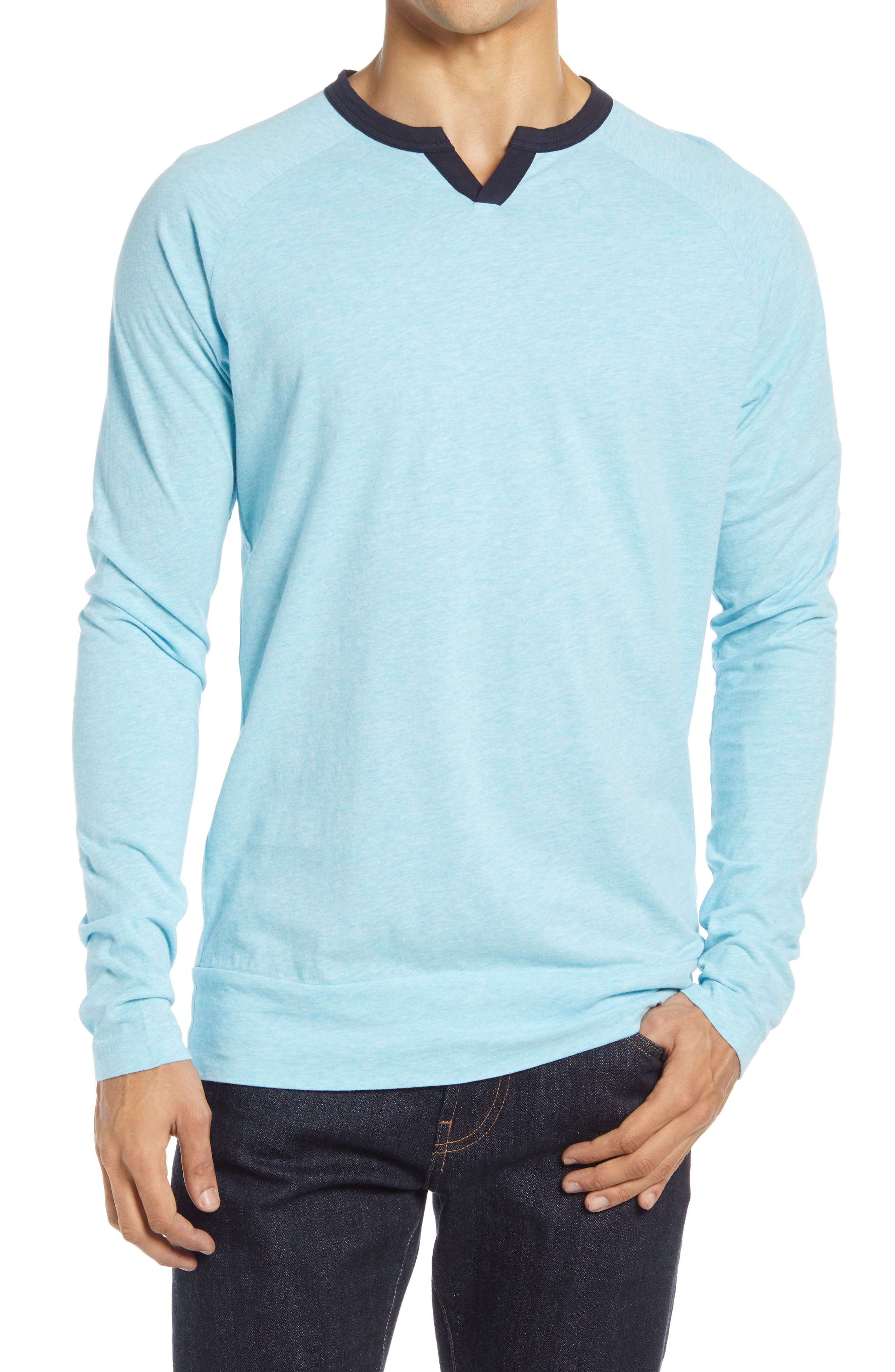 Good Man Brand Varsity V-Notch Long Sleeve Men's T-Shirt (Men ...