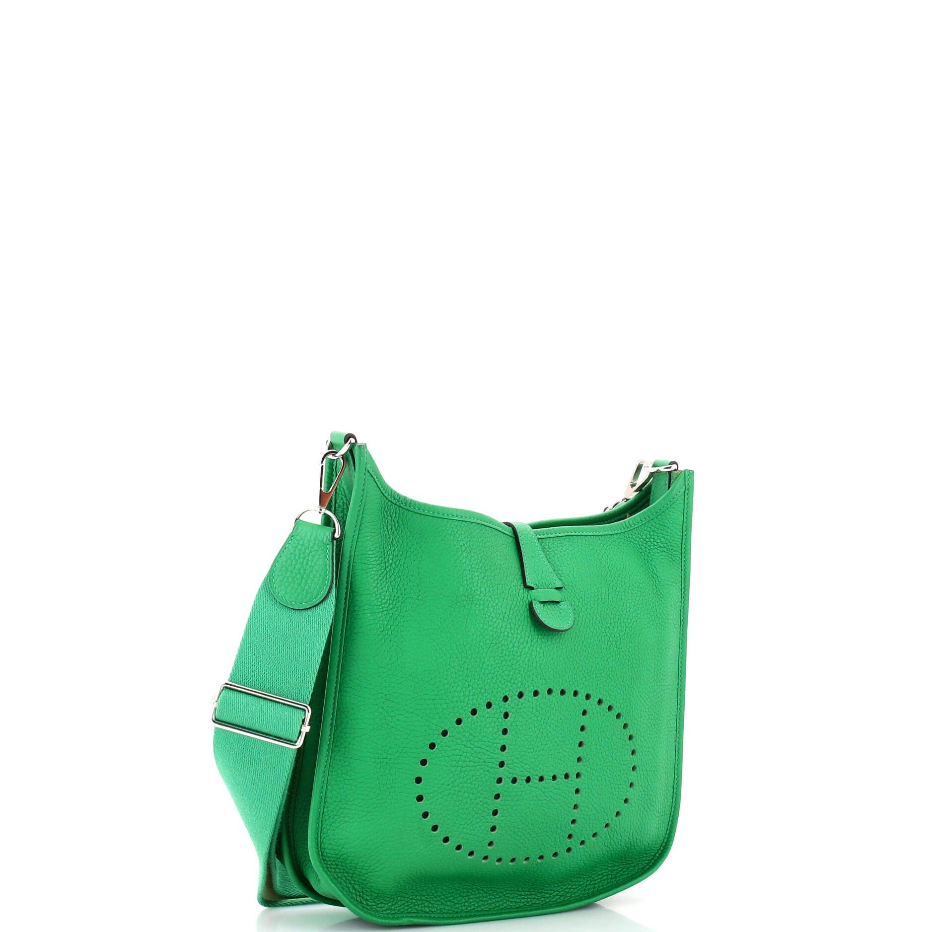 Pre-Owned Hermes Evelyne Bag Gen III Clemence PM, Alternate, color, Green