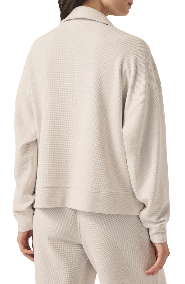 Splendid Waffle Scuba Knit Polo Sweatshirt, Alternate, color, Moonstone
