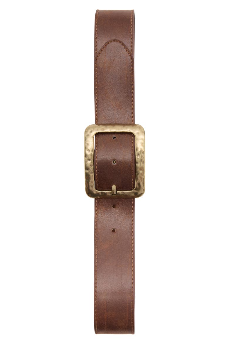 Faux Leather Belt, Main, color, BROWN