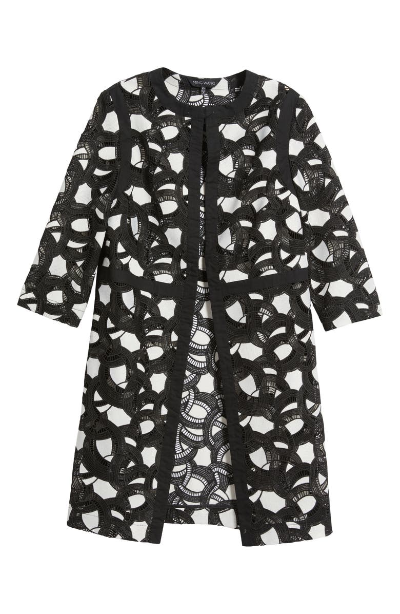 Ming Wang Heritage Fit Lace Jacket, Alternate, color, Black/ White