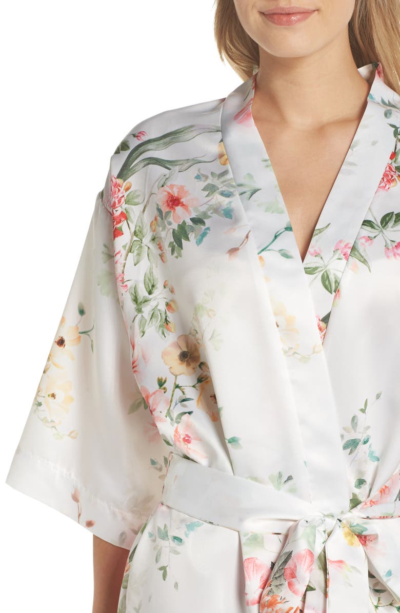 Flora Nikrooz Renata Short Satin Robe, Alternate, color,