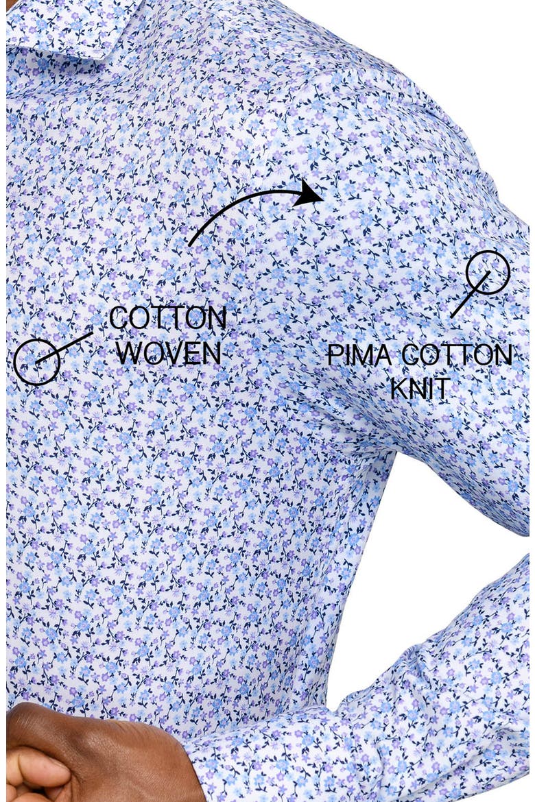 Slim Fit Floral Stem Reworked Button-Up Shirt, Alternate, color, WHITE/ PURPLE