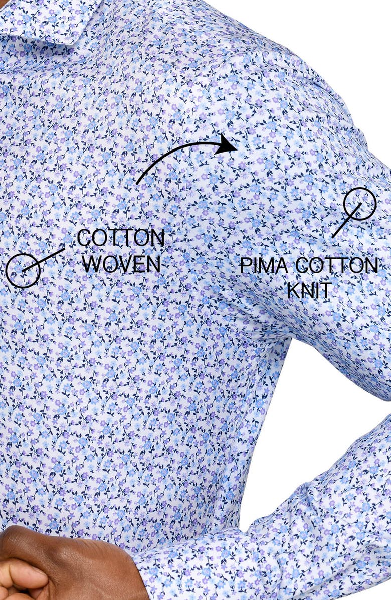 W.R.K Slim Fit Floral Stem Reworked Button-Up Shirt, Alternate, color, White/ Purple