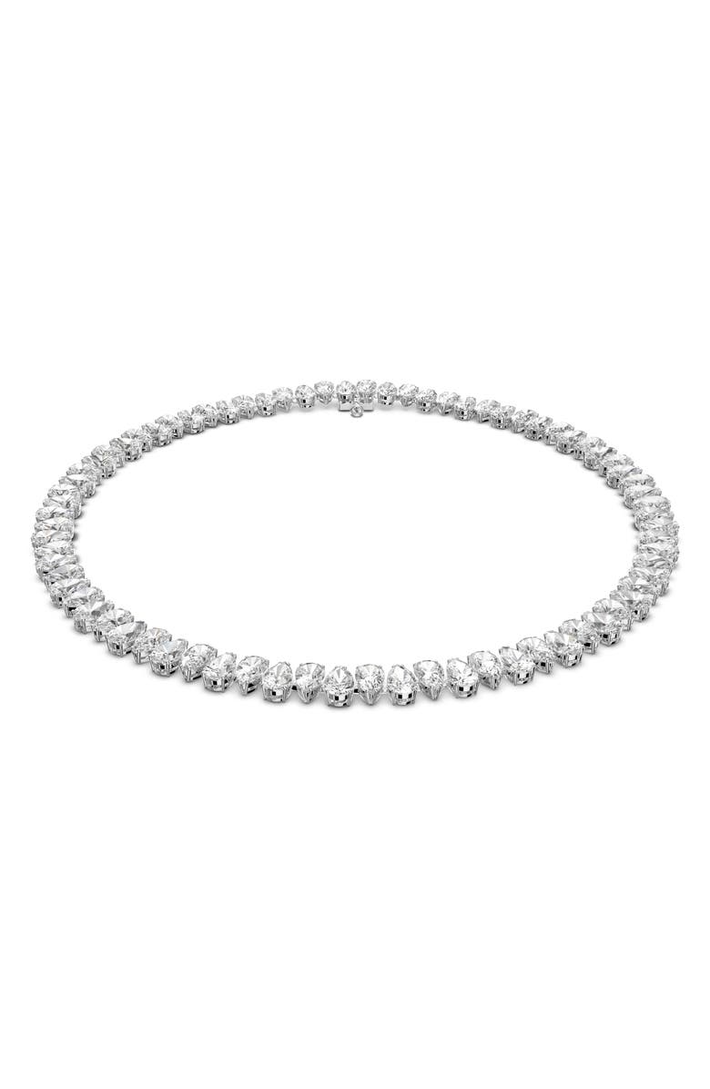 Swarovski Millenia Cubic Zirconia Pear Cut Tennis Necklace, Main, color, White