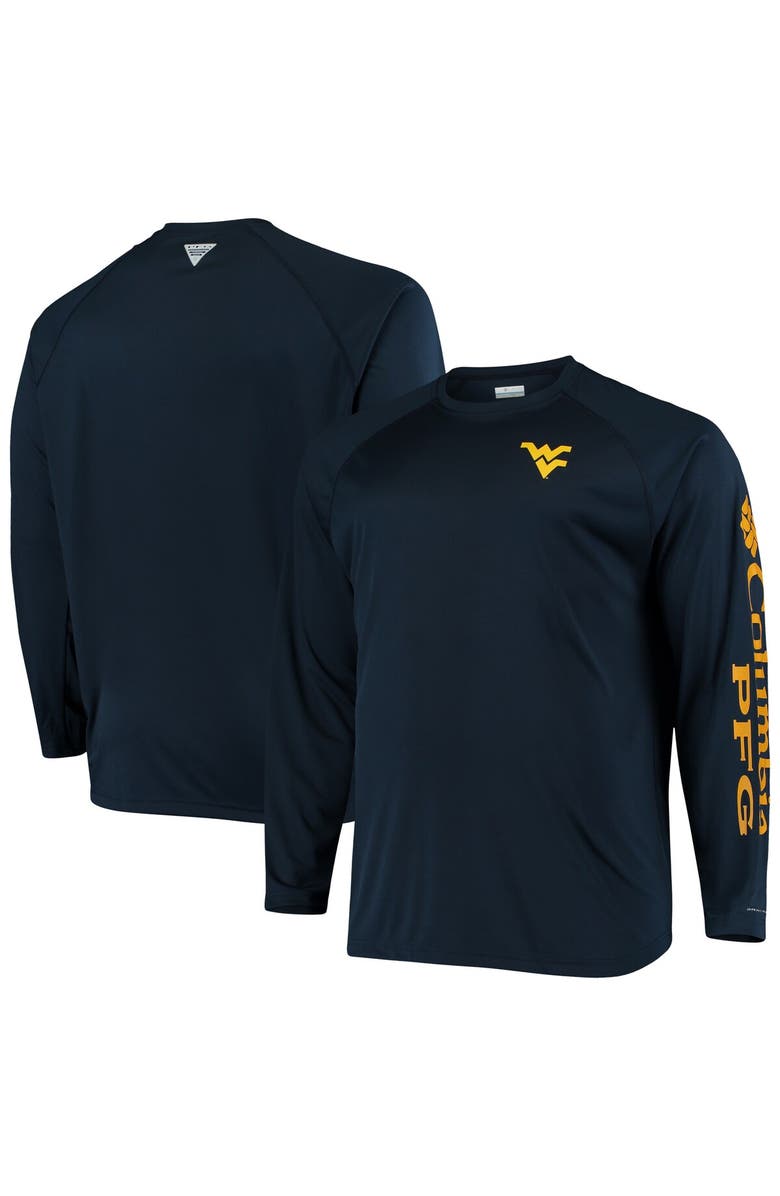 Columbia Men's Columbia Navy West Virginia Mountaineers Big & Tall Terminal Tackle Long Sleeve Omni-Shade T-Shirt, Alternate, color, 
