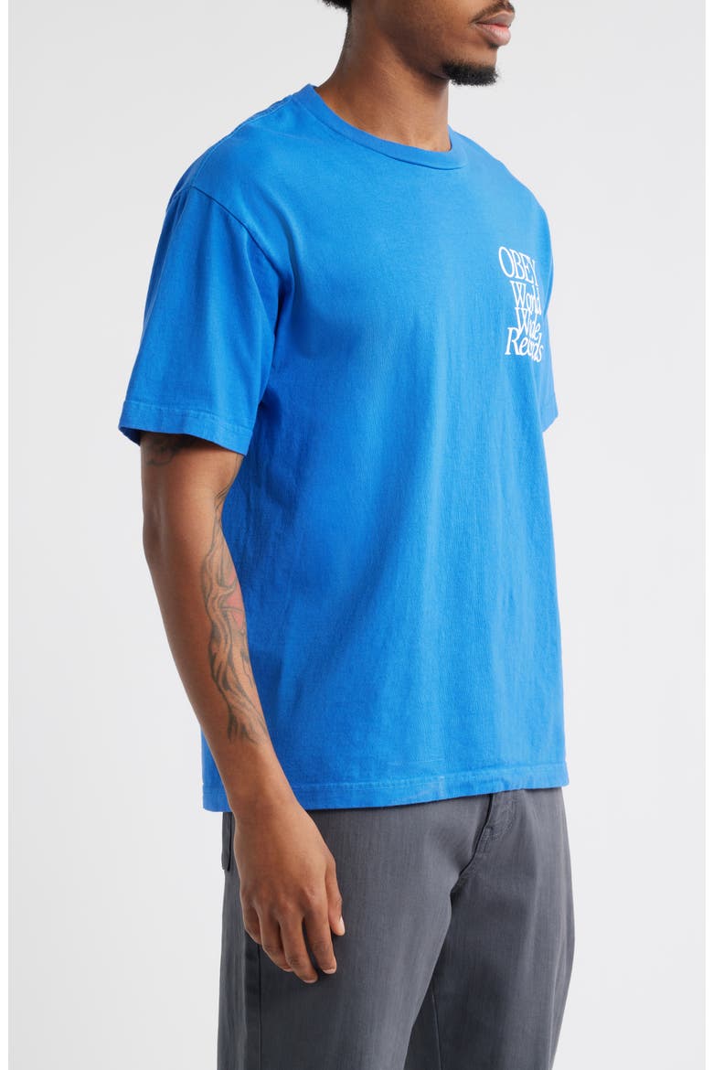 Worldwide Records Graphic T-Shirt, Alternate, color, PIGMENT ELECTRIC INDIGO