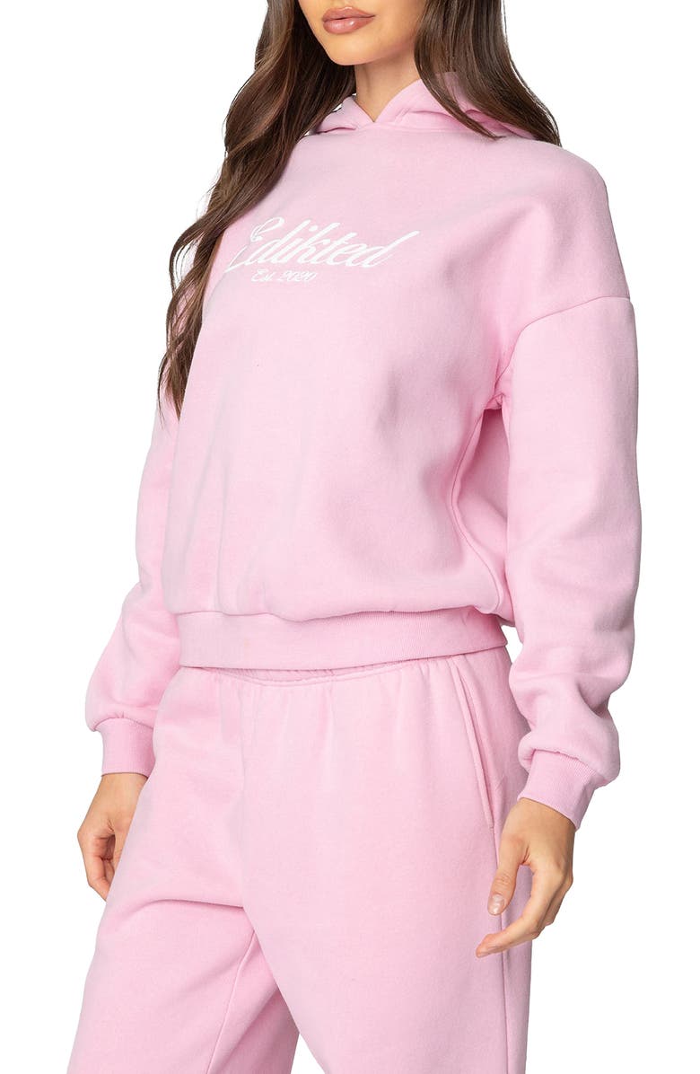 EDIKTED Logo Hoodie, Alternate, color, Pink