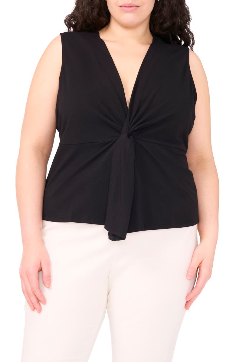 Twist Front Sleeveless Cotton Knit Top