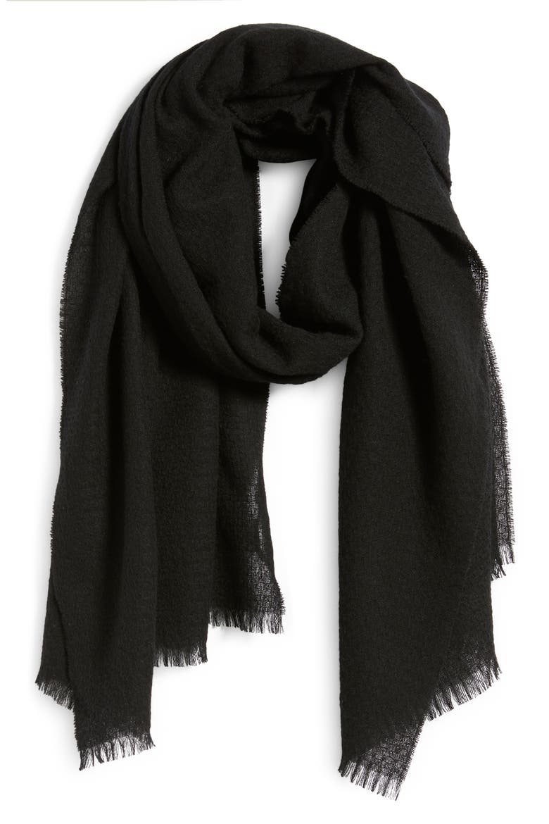 Check Cashmere & Wool Scarf, Alternate, color, BLACK