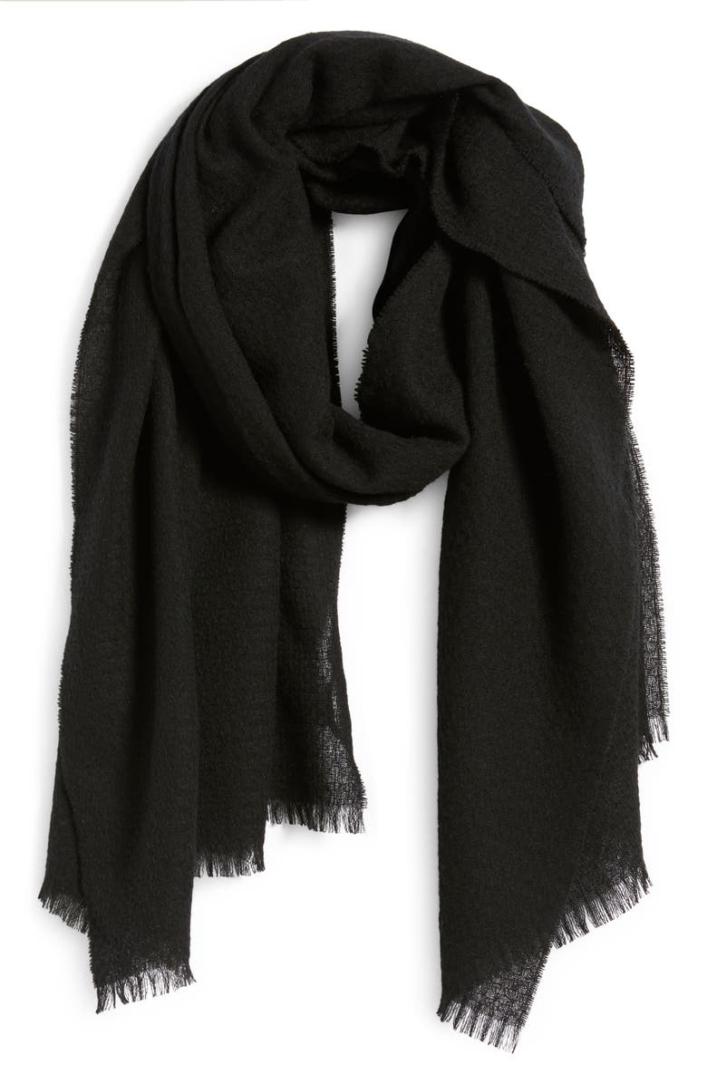 Vince Check Cashmere & Wool Scarf, Main, color, Black