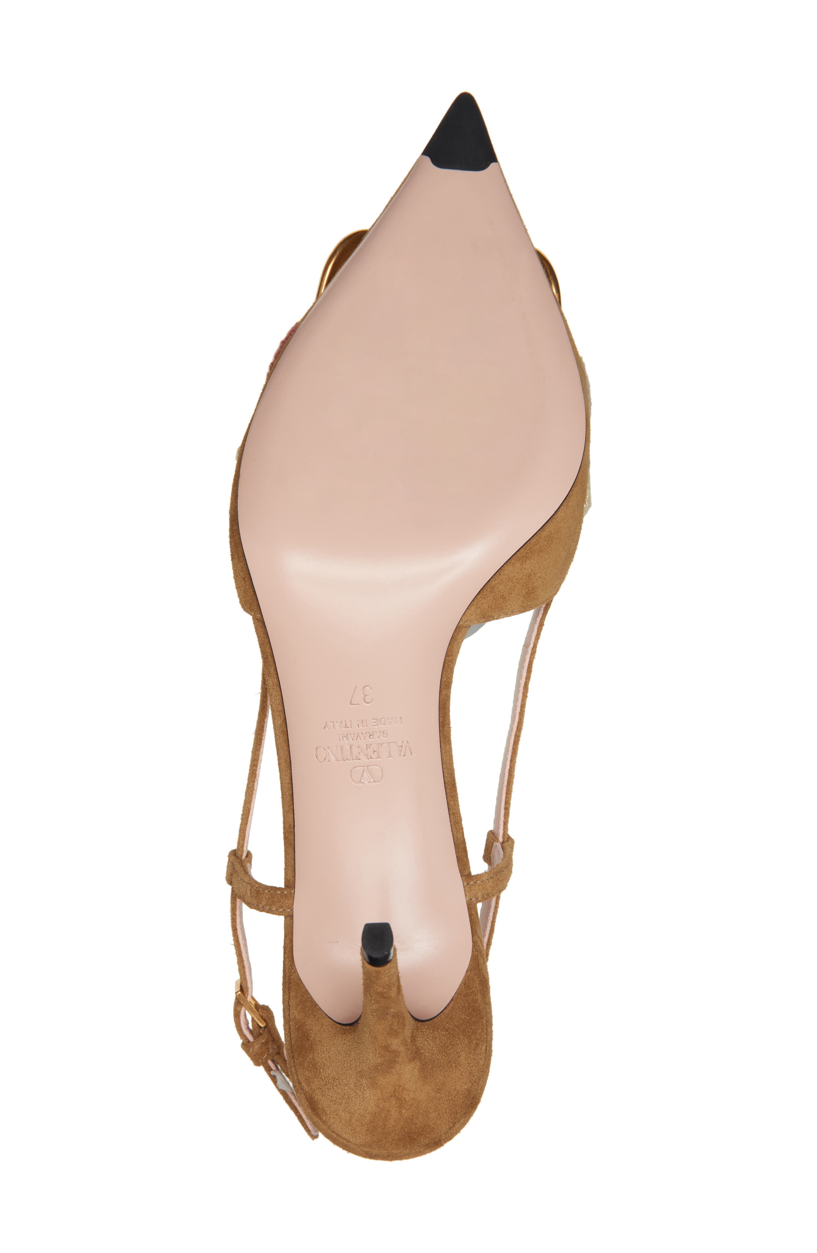 Valentino Garavani VLOGO Sunflower Embroidered Slingback Pump, Alternate, color, Havana Beige