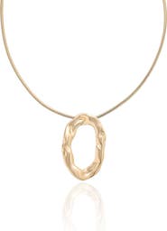 Ettika Molten Oval Pendant Necklace