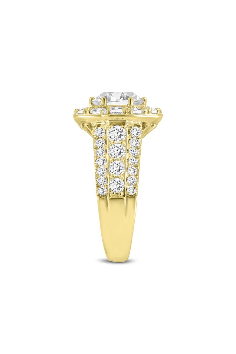 Aline 14K Yellow Gold Round Cut Lab Grown Round Diamond Halo Engagement Ring - 3.85 Ct, Alternate, color, 14K Yellow Gold
