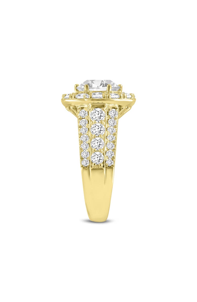 LuvMyJewelry Aline 14K Yellow Gold Round Cut Lab Grown Round Diamond Halo Engagement Ring - 3.85 Ct, Alternate, color, 