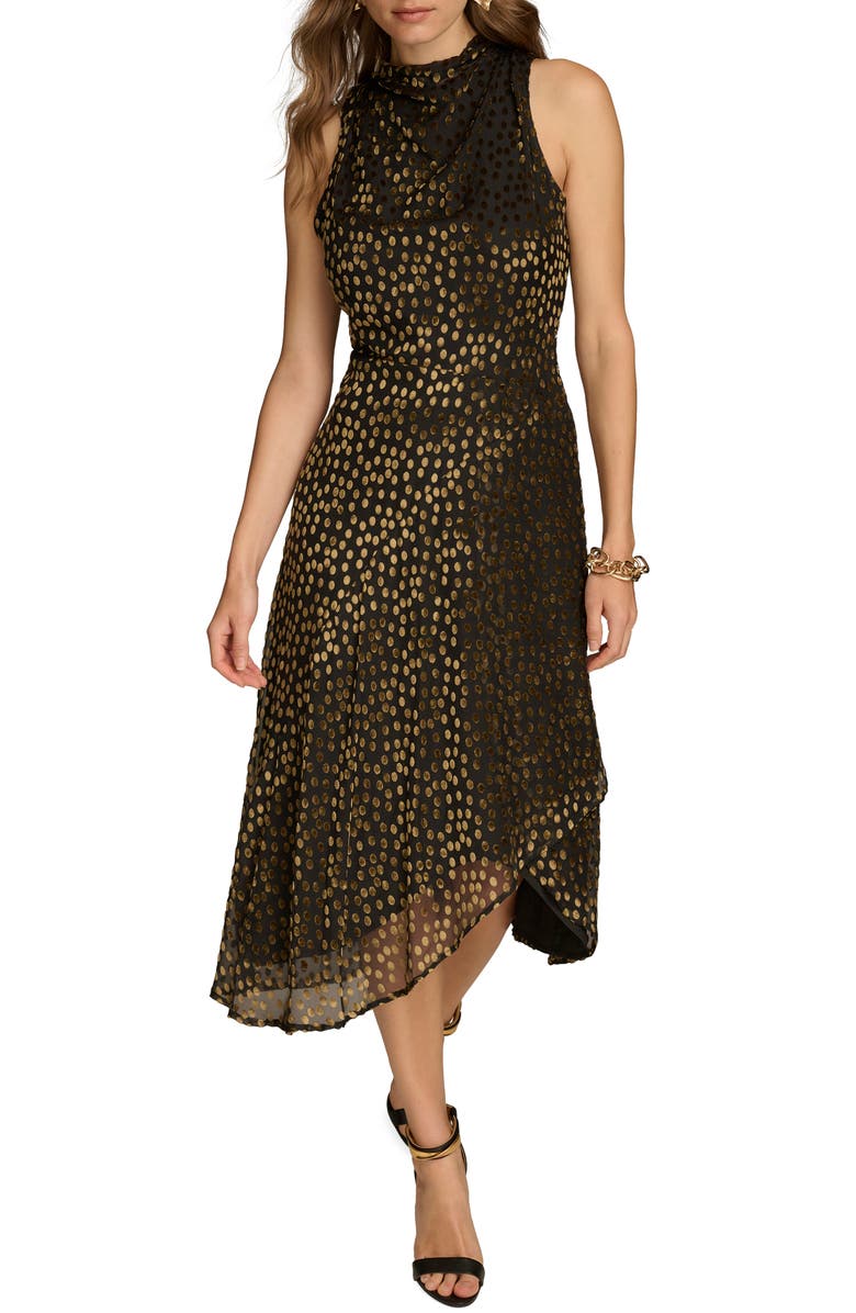 Donna Karan New York Metallic Dot Sleeveless Dress, Main, color, 