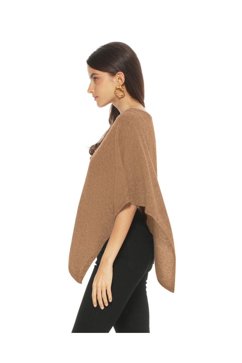 Pure Cashmere Capelet Poncho, Alternate, color, Camel