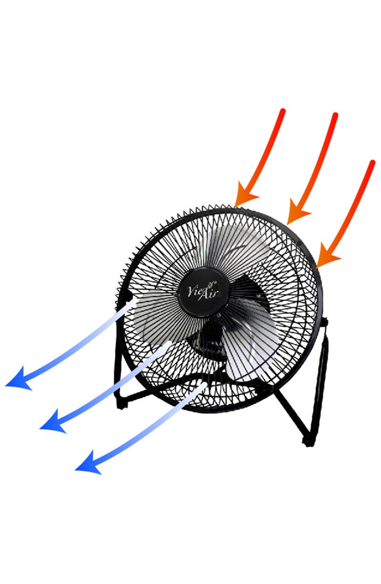 Vie Air 9 Inch High Velocity Tilting 3 Speed Metal Floor Fan, Alternate, color, Black