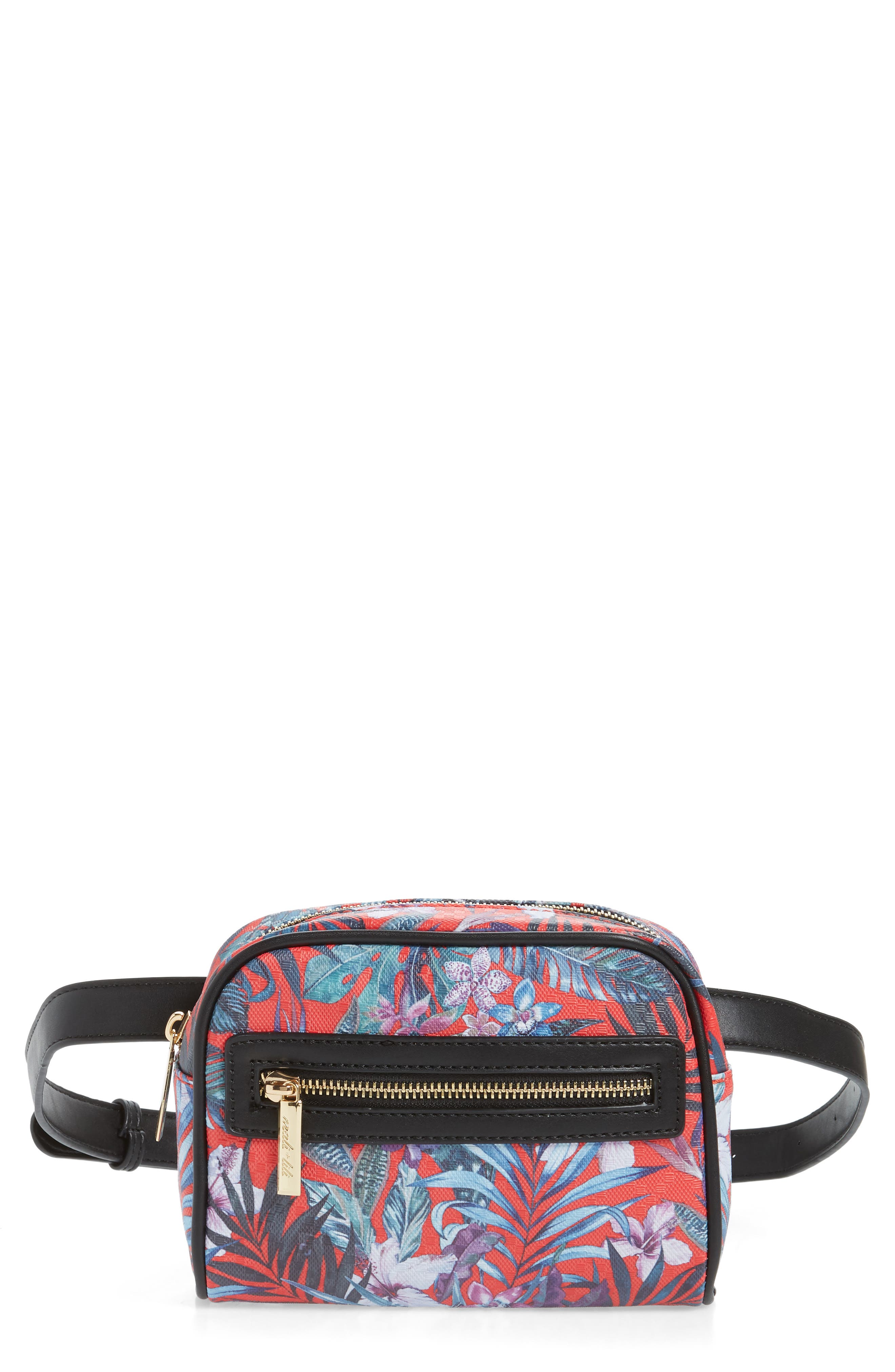 Mali + Lili Lacey Floral Convertible Vegan Leather Belt Bag, Main, color, 
