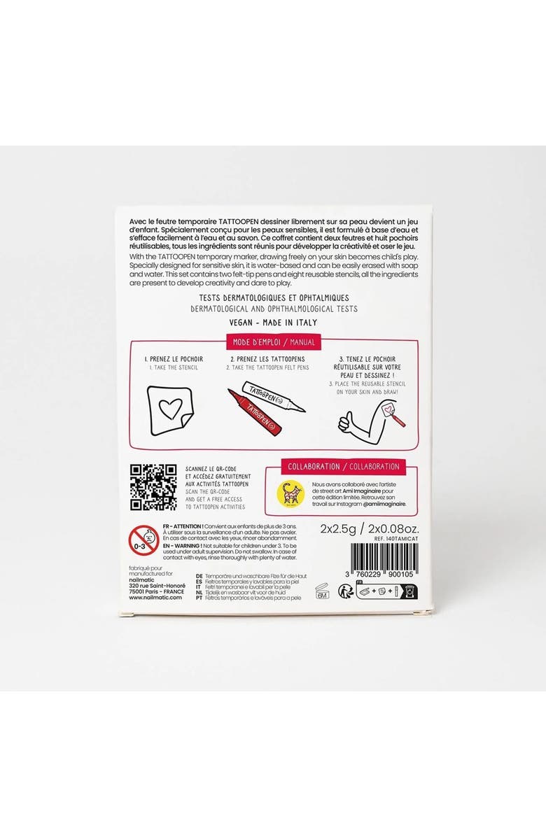 nailmatic Tattoo Pen Set For Kids, Alternate, color, Cat