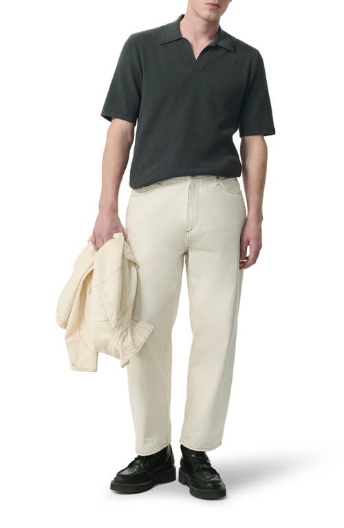 Rag & Bone Johnny Toweling Rib Polo In Dark Grey