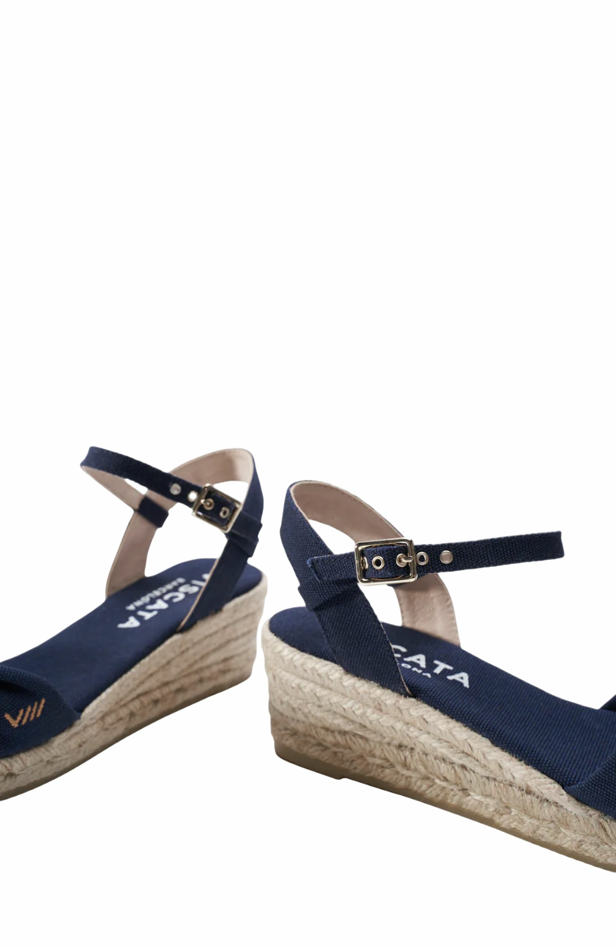 VISCATA Farella Canvas Espadrille Sandal Wedges, Alternate, color, Navy Blue