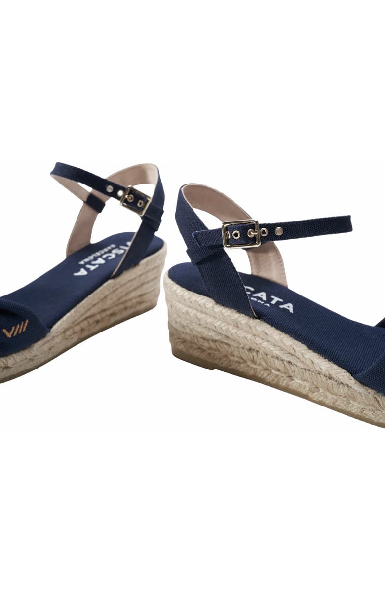 VISCATA Farella Canvas Espadrille Sandal Wedges, Alternate, color, Navy Blue