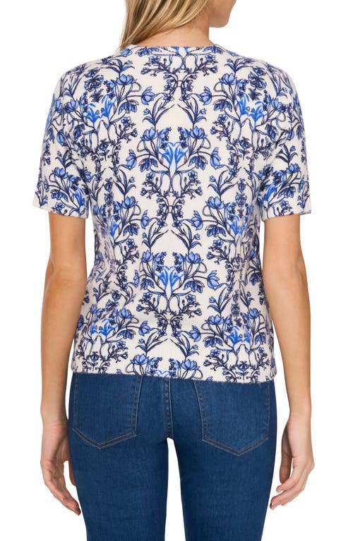 Cece Floral Short Sleeve Sweater In Multi