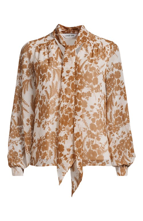 Lands' End Chiffon Removable Tie Neck Blouse In Multi