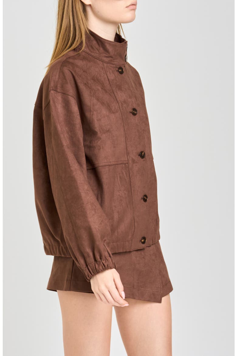 Parker Faux Suede Bomber Jacket, Alternate, color, CHOCOLATE