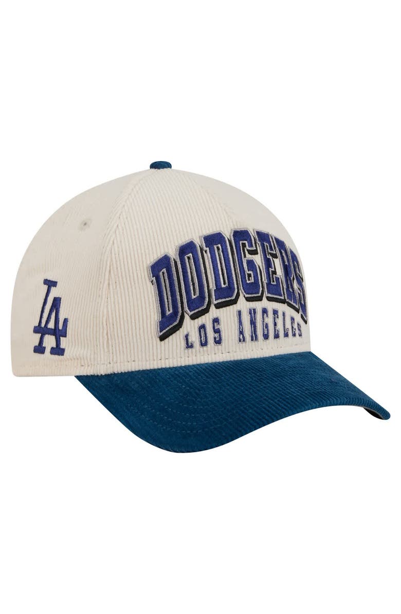 New Era Men's New Era Cream/Royal Los Angeles Dodgers Sided Corduroy 9FORTY A-Frame Adjustable Hat, Main, color,