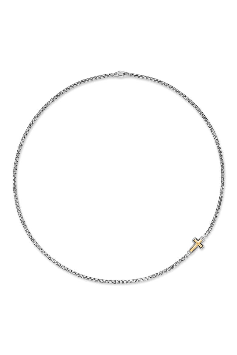Cross Station Box Chain Necklace, Alternate, color, SILVER