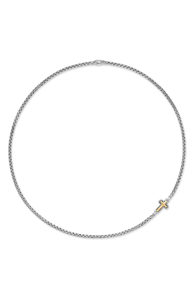 David Yurman Cross Station Box Chain Necklace, Alternate, color, Silver