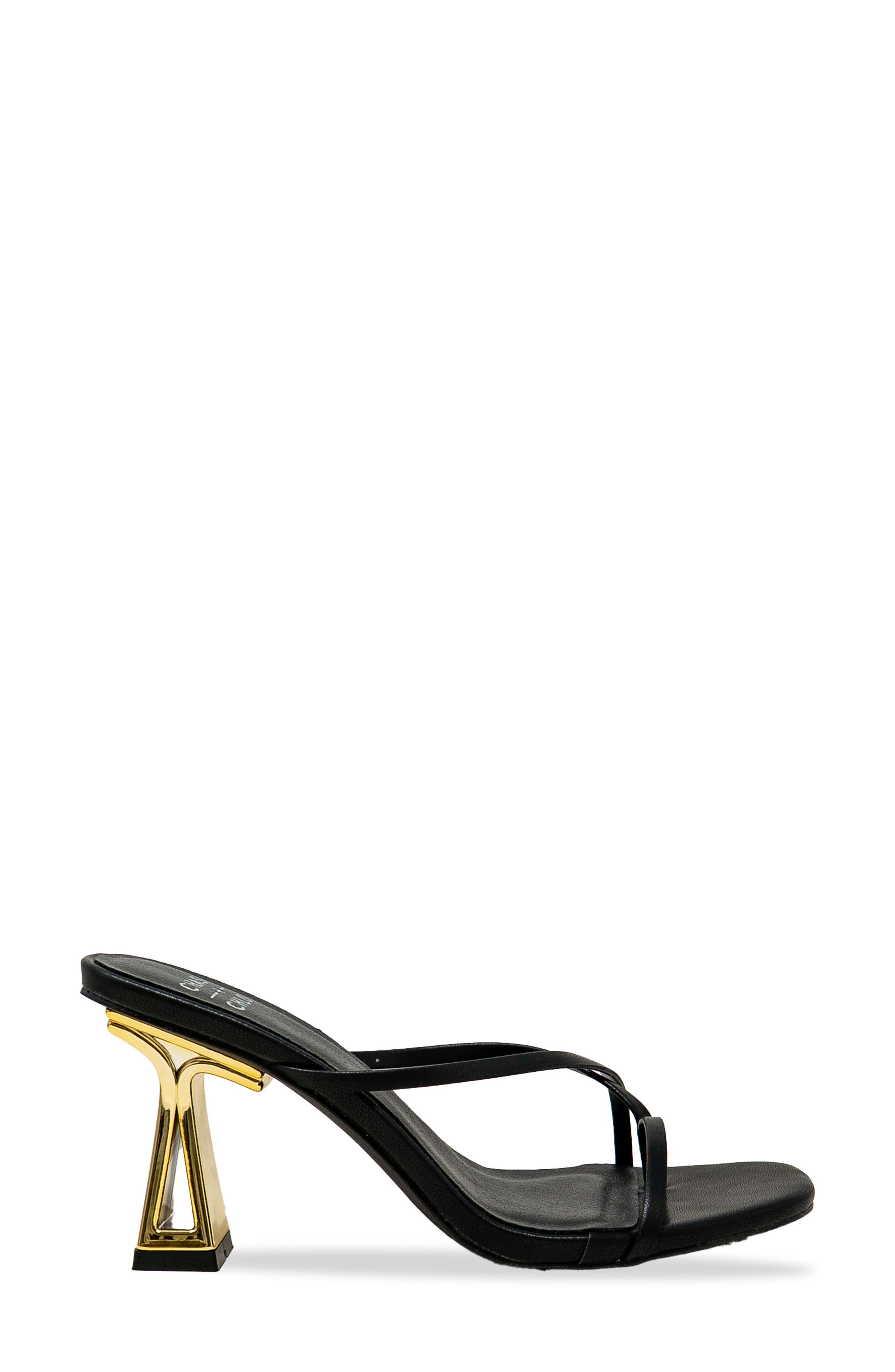 Sculpted Strappy Toe Post Sandal, Alternate, color, BLACK PU