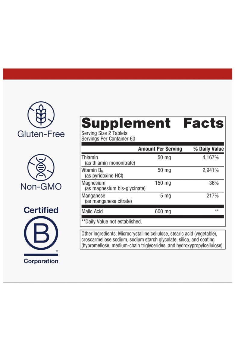 Fibroplex Magnesium Malic Acid B Vitamins Supplement 120 Tablets, Alternate, color, None
