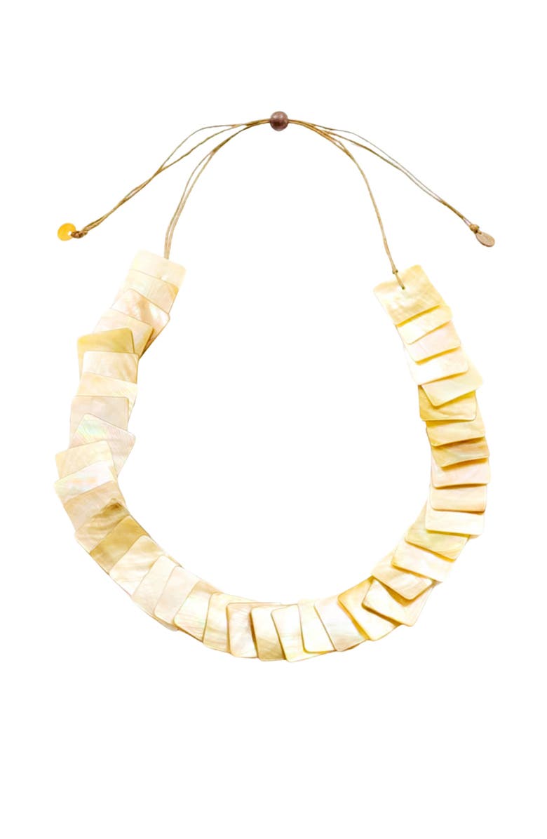 LIKHA Playa Square Tiles Mother-Of-Pearl Necklace, Main, color, Brown