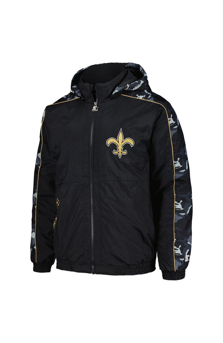 STARTER Men's Starter Black New Orleans Saints Thursday Night Gridiron Full-Zip Hoodie, Alternate, color, Black